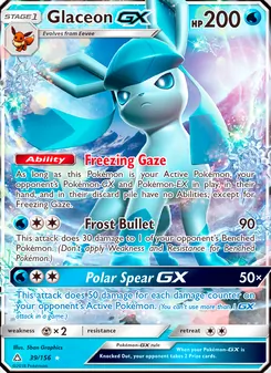 Glaceon GX — Ultra Prism #39, 2018. Illustrated by 5ban Graphics.