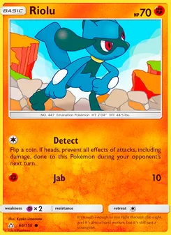 Riolu — Ultra Prism #66, 2018. Illustrated by Kyoko Umemoto.