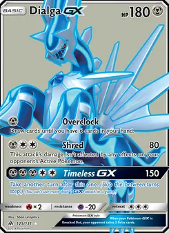 Dialga GX — Forbidden Light #125, 2018. Illustrated by 5ban Graphics.