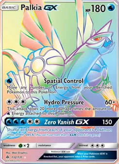 Palkia GX — Forbidden Light #132, 2018. Illustrated by 5ban Graphics.