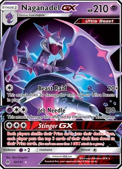 Naganadel GX — Forbidden Light #56, 2018. Illustrated by 5ban Graphics.