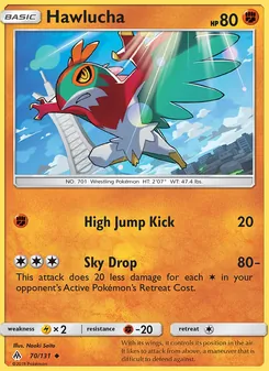 Hawlucha — Forbidden Light #70, 2018. Illustrated by Naoki Saito.
