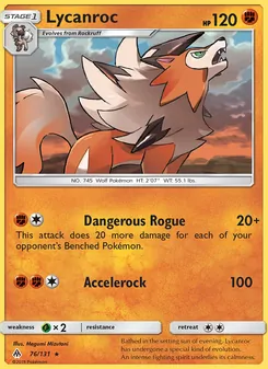 Lycanroc — Forbidden Light #76, 2018. Illustrated by Megumi Mizutani.