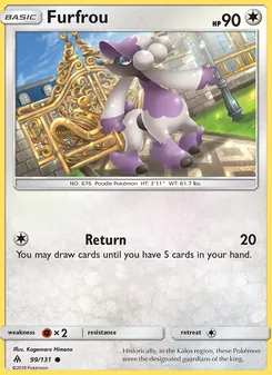 Furfrou — Forbidden Light #99, 2018. Illustrated by Kagemaru Himeno.