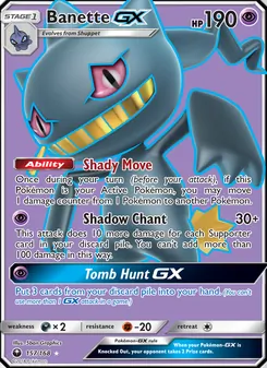 Banette GX — Celestial Storm #157, 2018. Illustrated by 5ban Graphics.