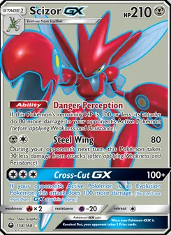 Scizor GX — Celestial Storm #158, 2018. Illustrated by 5ban Graphics.