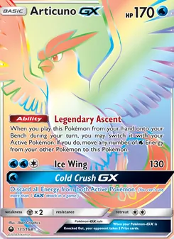 Articuno GX — Celestial Storm #171, 2018. Illustrated by 5ban Graphics.