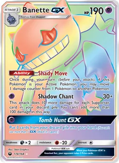 Banette GX — Celestial Storm #174, 2018. Illustrated by 5ban Graphics.