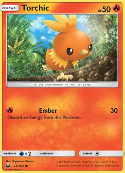 Torchic — Celestial Storm #25, 2018. Illustrated by Kagemaru Himeno.