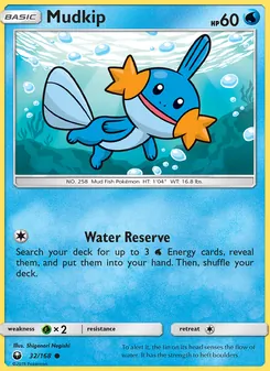 Mudkip — Celestial Storm #32, 2018. Illustrated by Shigenori Negishi.