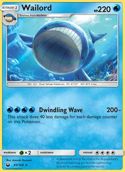 Wailord — Celestial Storm #40, 2018. Illustrated by Anesaki Dynamic.