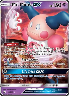 Mr. Mime GX — Celestial Storm #56, 2018. Illustrated by 5ban Graphics.
