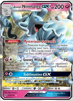 Alolan Ninetales GX — Lost Thunder #132, 2018. Illustrated by 5ban Graphics.