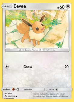 Eevee — Lost Thunder #155, 2018. Illustrated by Sekio.
