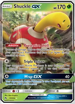 Shuckle GX — Lost Thunder #17, 2018. Illustrated by 5ban Graphics.