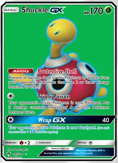 Shuckle GX — Lost Thunder #195, 2018. Illustrated by 5ban Graphics.