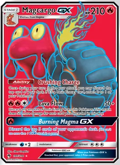 Magcargo GX — Lost Thunder #198, 2018. Illustrated by 5ban Graphics.