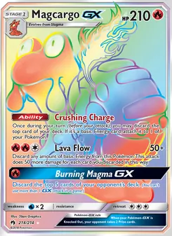Magcargo GX — Lost Thunder #218, 2018. Illustrated by 5ban Graphics.