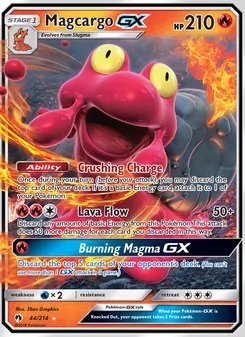 Magcargo GX — Lost Thunder #44, 2018. Illustrated by 5ban Graphics.