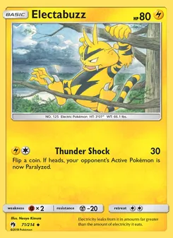 Electabuzz — Lost Thunder #71, 2018. Illustrated by Naoyo Kimura.