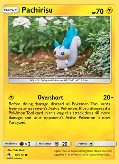 Pachirisu — Lost Thunder #80, 2018. Illustrated by Yuka Morii.