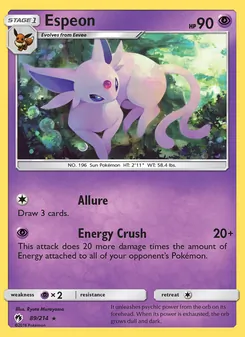 Espeon — Lost Thunder #89, 2018. Illustrated by Ryota Murayama.