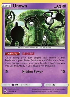 Unown — Lost Thunder #90, 2018. Illustrated by Masakazu Fukuda.