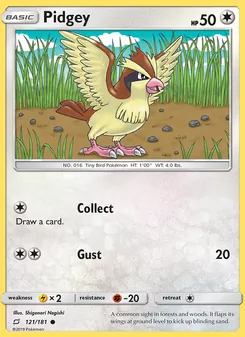 Pidgey — Team Up #121, 2019. Illustrated by Shigenori Negishi.