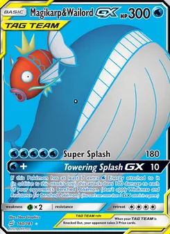 Magikarp & Wailord GX — Team Up #160, 2019. Illustrated by 5ban Graphics.