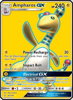 Ampharos GX — Team Up #163, 2019. Illustrated by 5ban Graphics.