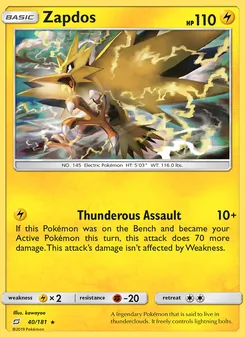 Zapdos — Team Up #40, 2019. Illustrated by kawayoo.