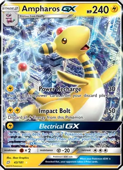 Ampharos GX — Team Up #43, 2019. Illustrated by 5ban Graphics.