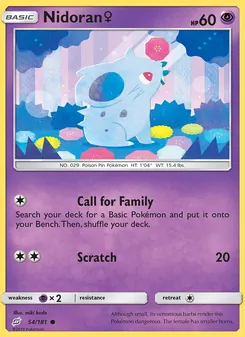 Nidoran♀ — Team Up #54, 2019. Illustrated by miki kudo.