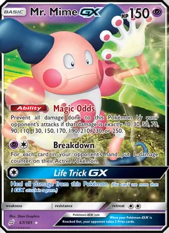Mr. Mime GX — Team Up #67, 2019. Illustrated by 5ban Graphics.