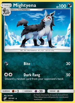 Mightyena — Team Up #87, 2019. Illustrated by kirisAki.
