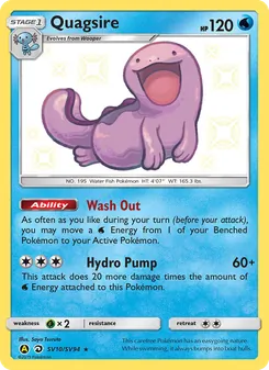 Quagsire — Hidden Fates Shiny Vault #SV10, 2019. Illustrated by Saya Tsuruta.