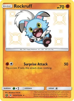 Rockruff — Hidden Fates Shiny Vault #SV23, 2019. Illustrated by Masakazu Fukuda.