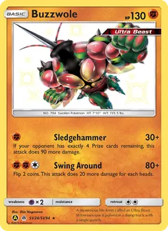 Buzzwole — Hidden Fates Shiny Vault #SV24, 2019. Illustrated by Shin Nagasawa.