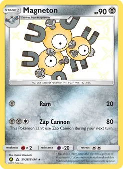 Magneton — Hidden Fates Shiny Vault #SV28, 2019. Illustrated by Kyoko Umemoto.