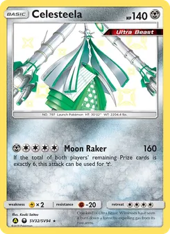 Celesteela — Hidden Fates Shiny Vault #SV32, 2019. Illustrated by Kouki Saitou.