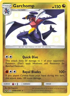 Garchomp — Hidden Fates Shiny Vault #SV40, 2019. Illustrated by Shin Nagasawa.