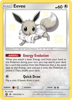Eevee — Hidden Fates Shiny Vault #SV41, 2019. Illustrated by kirisAki.