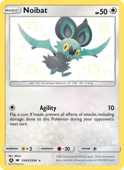 Noibat — Hidden Fates Shiny Vault #SV43, 2019. Illustrated by Mizue.