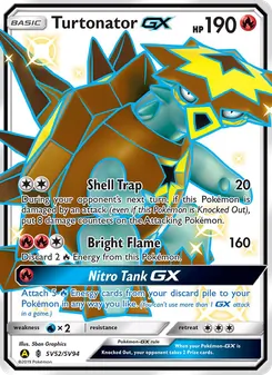 Turtonator-GX — Hidden Fates Shiny Vault #SV52, 2019. Illustrated by 5ban Graphics.