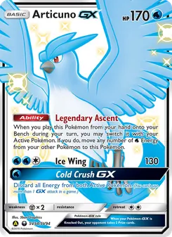 Articuno-GX — Hidden Fates Shiny Vault #SV54, 2019. Illustrated by 5ban Graphics.