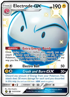 Electrode-GX — Hidden Fates Shiny Vault #SV57, 2019. Illustrated by 5ban Graphics.