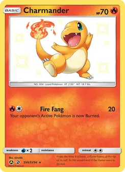 Charmander — Hidden Fates Shiny Vault #SV6, 2019. Illustrated by kirisAki.