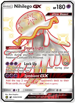 Nihilego-GX — Hidden Fates Shiny Vault #SV62, 2019. Illustrated by 5ban Graphics.