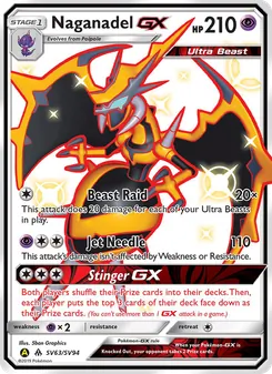 Naganadel-GX — Hidden Fates Shiny Vault #SV63, 2019. Illustrated by 5ban Graphics.