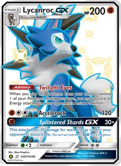Lycanroc-GX — Hidden Fates Shiny Vault #SV67, 2019. Illustrated by 5ban Graphics.